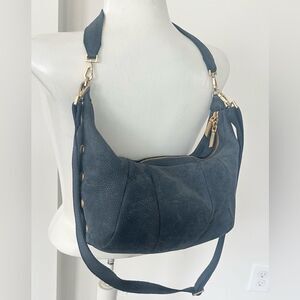 Hammit Morgan Nubuck Leather Blue Crossbody & Shoulder Bag